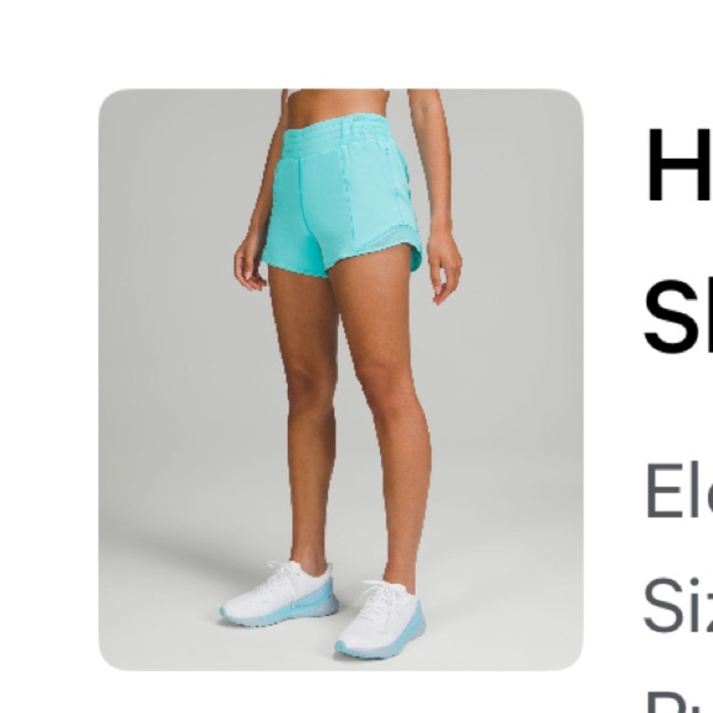 lululemon athletica “Hotty Hot” Electic Turquoise 4” shorts
